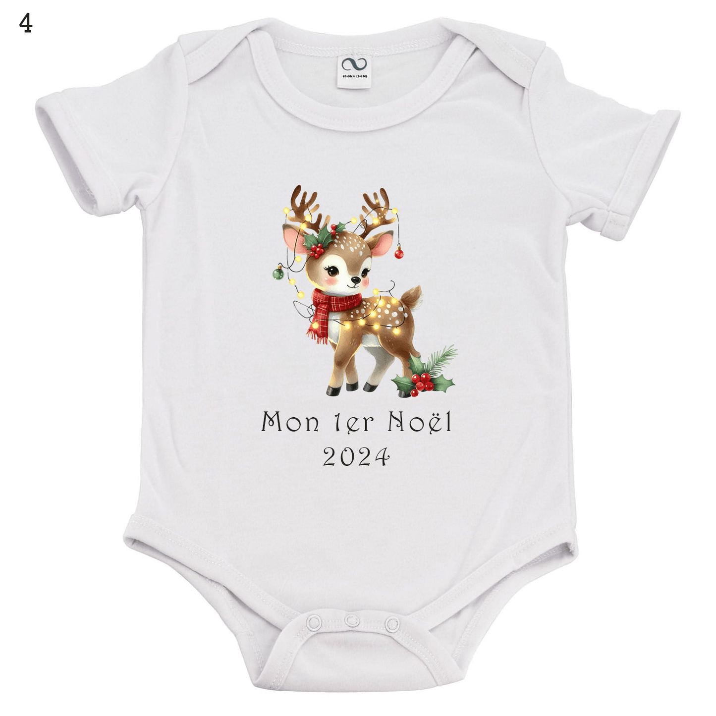 noel - Body bébé de 1 à 24 mois - Manches courtes - Bichette Créa