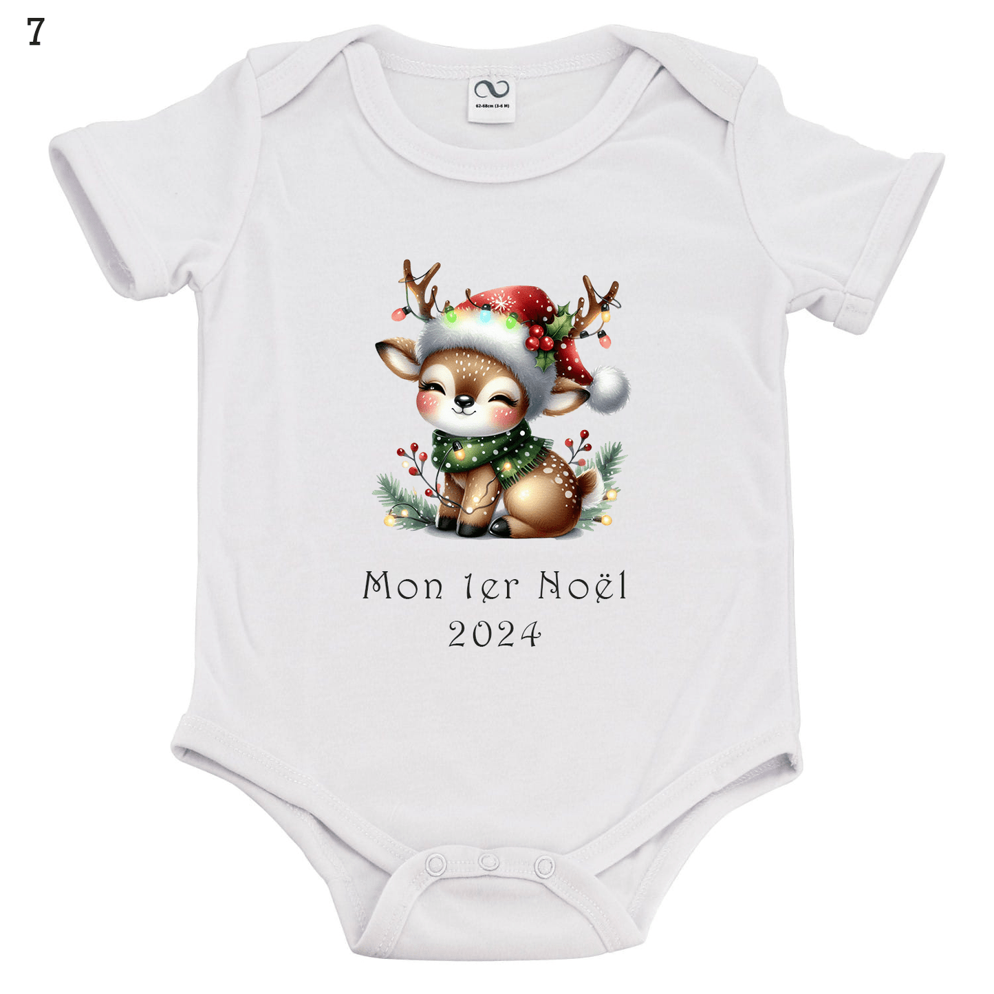 noel - Body bébé de 1 à 24 mois - Manches courtes - Bichette Créa
