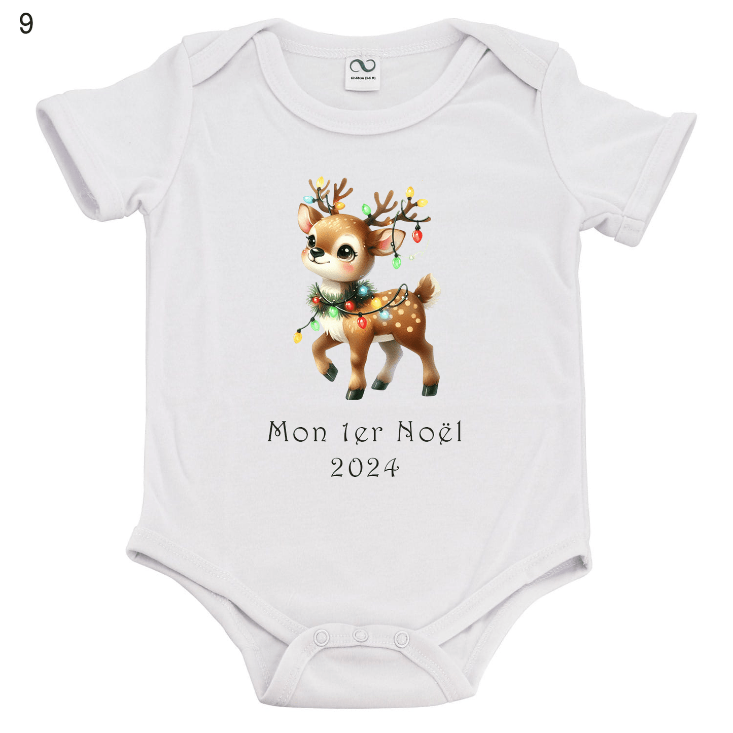 noel - Body bébé de 1 à 24 mois - Manches courtes - Bichette Créa