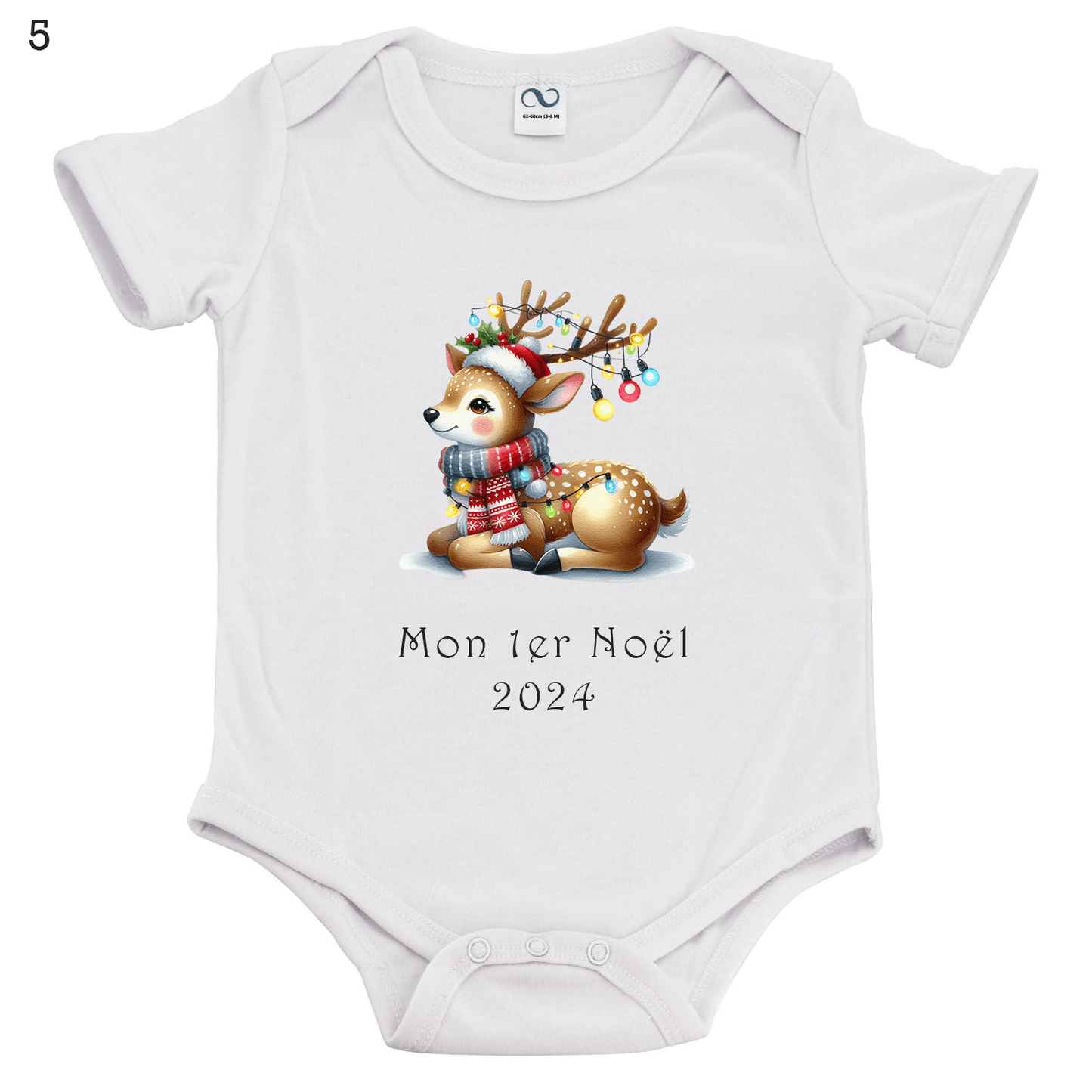 noel - Body bébé de 1 à 24 mois - Manches courtes - Bichette Créa