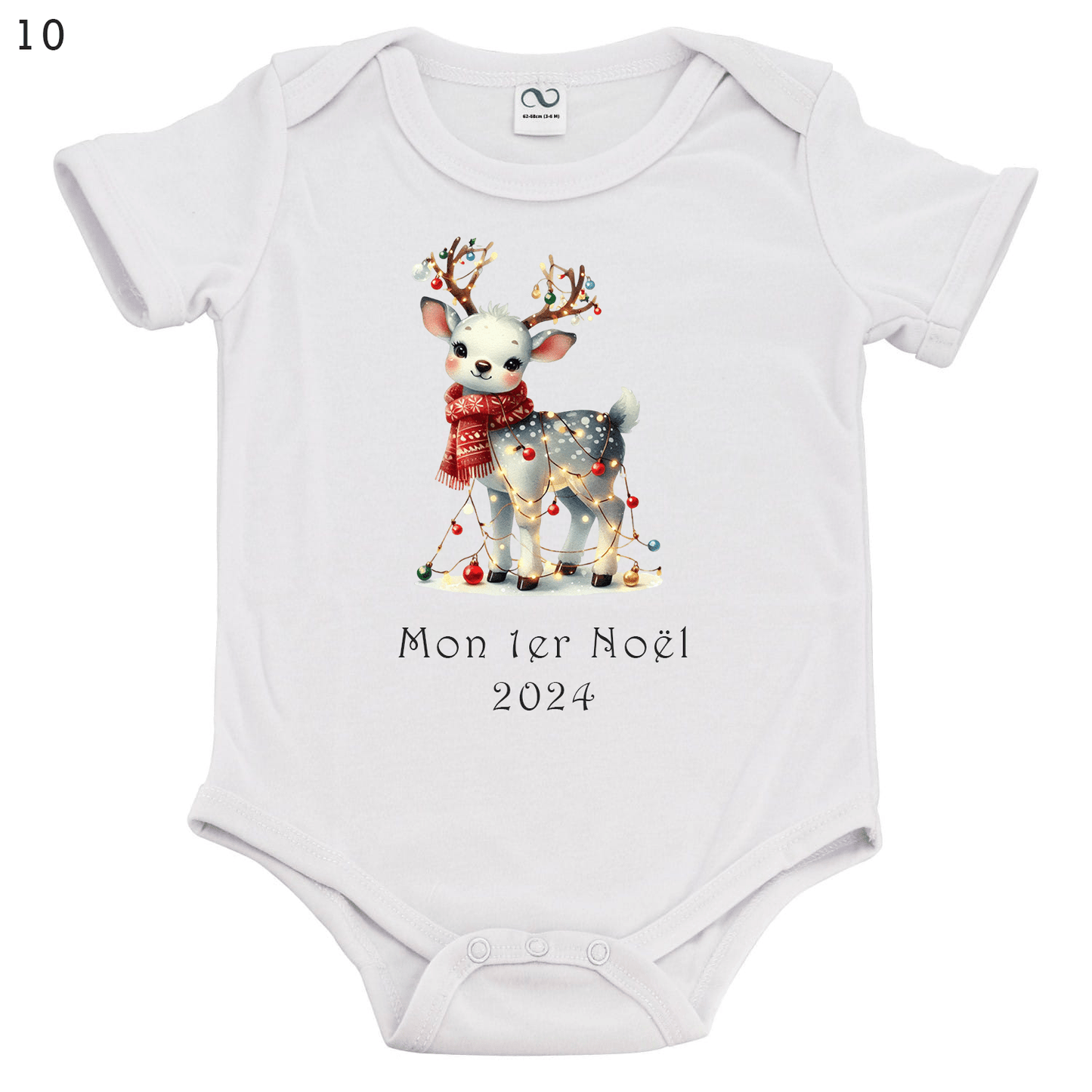 noel - Body bébé de 1 à 24 mois - Manches courtes - Bichette Créa