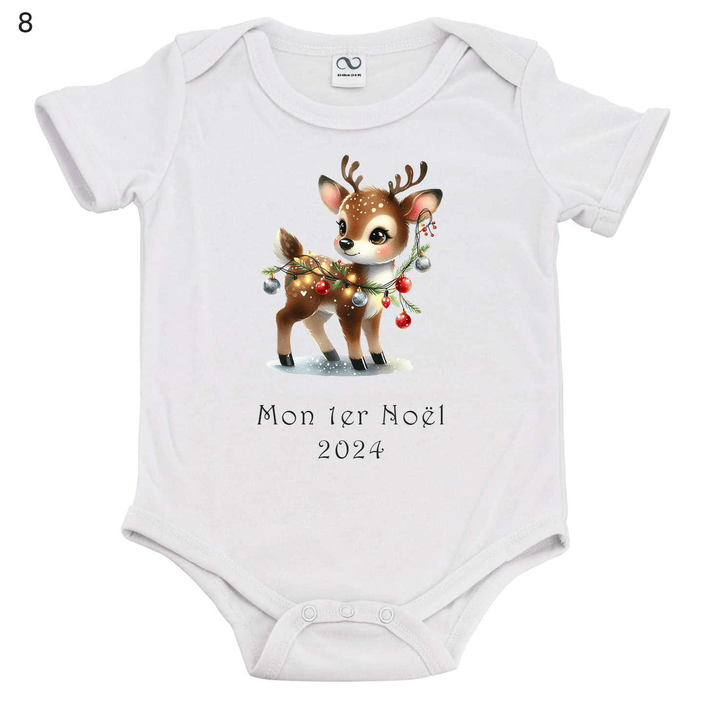 noel - Body bébé de 1 à 24 mois - Manches courtes - Bichette Créa