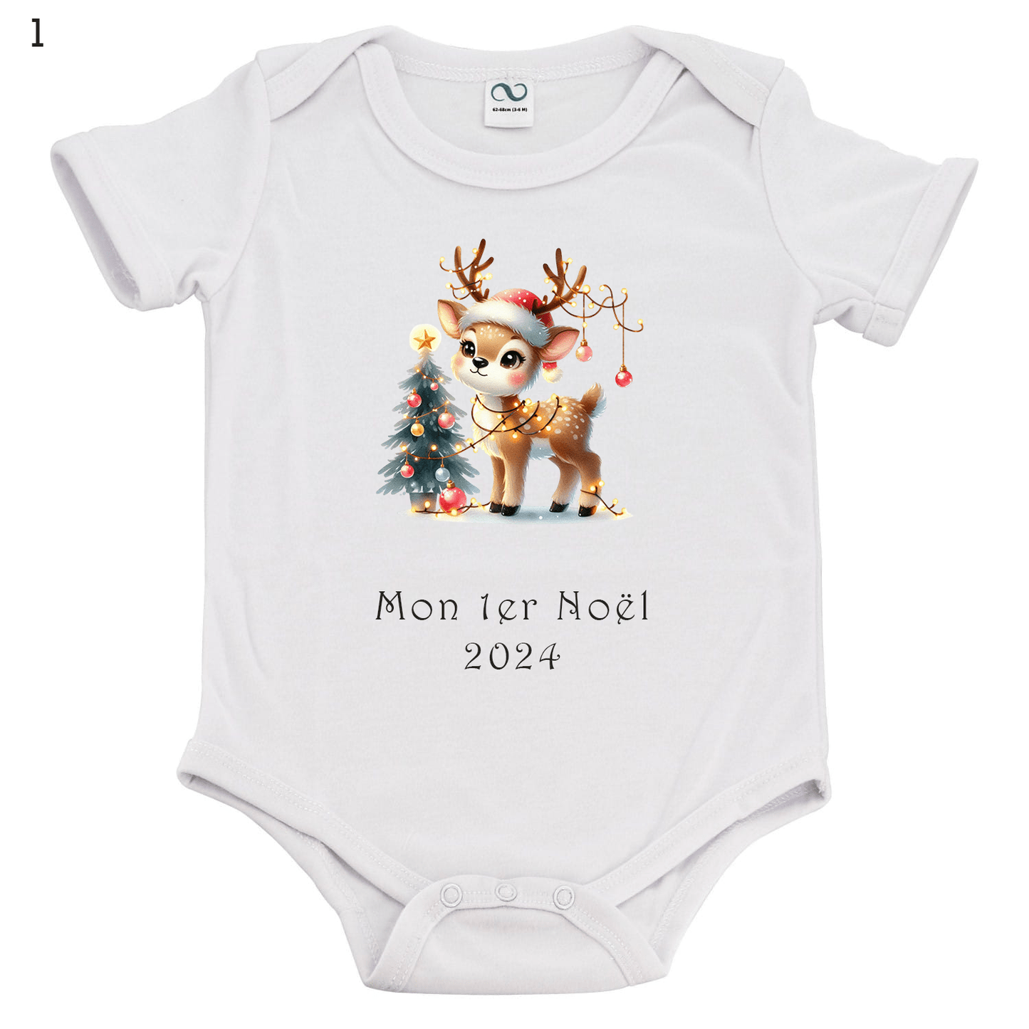 noel - Body bébé de 1 à 24 mois - Manches courtes - Bichette Créa