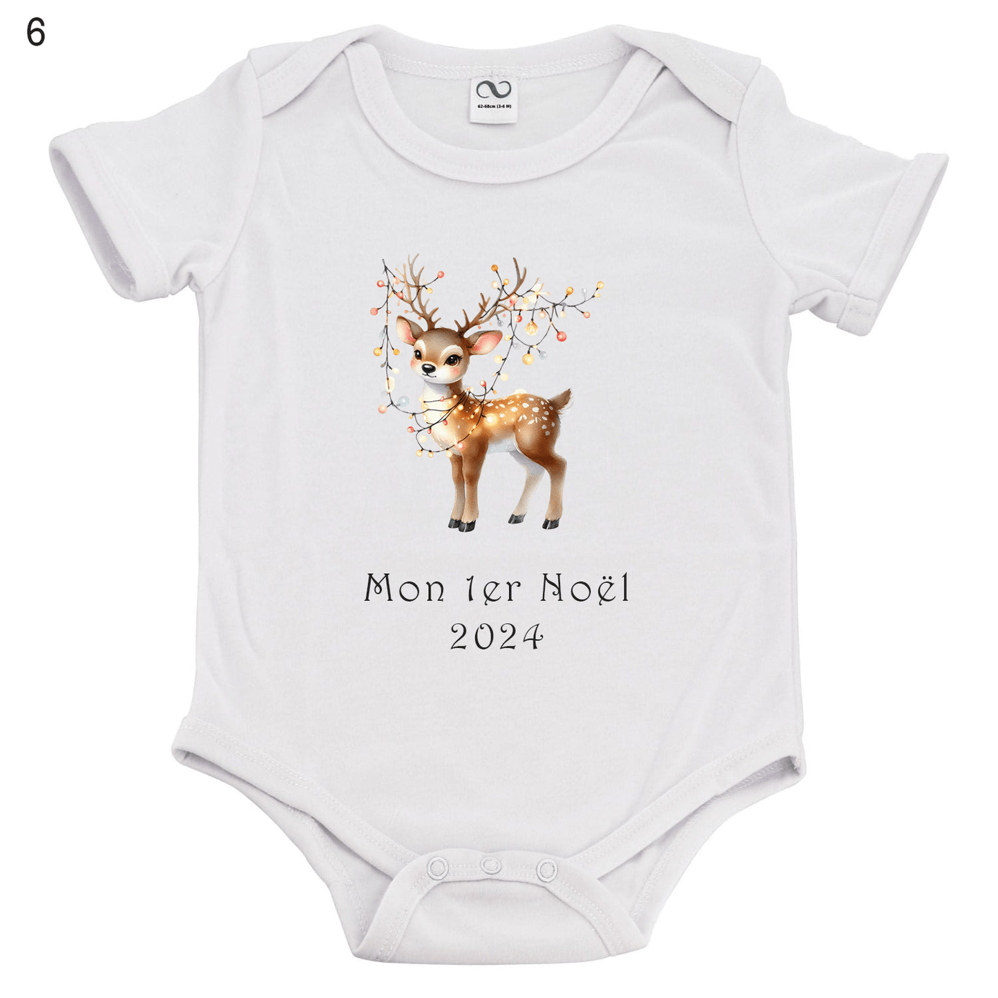 noel - Body bébé de 1 à 24 mois - Manches courtes - Bichette Créa