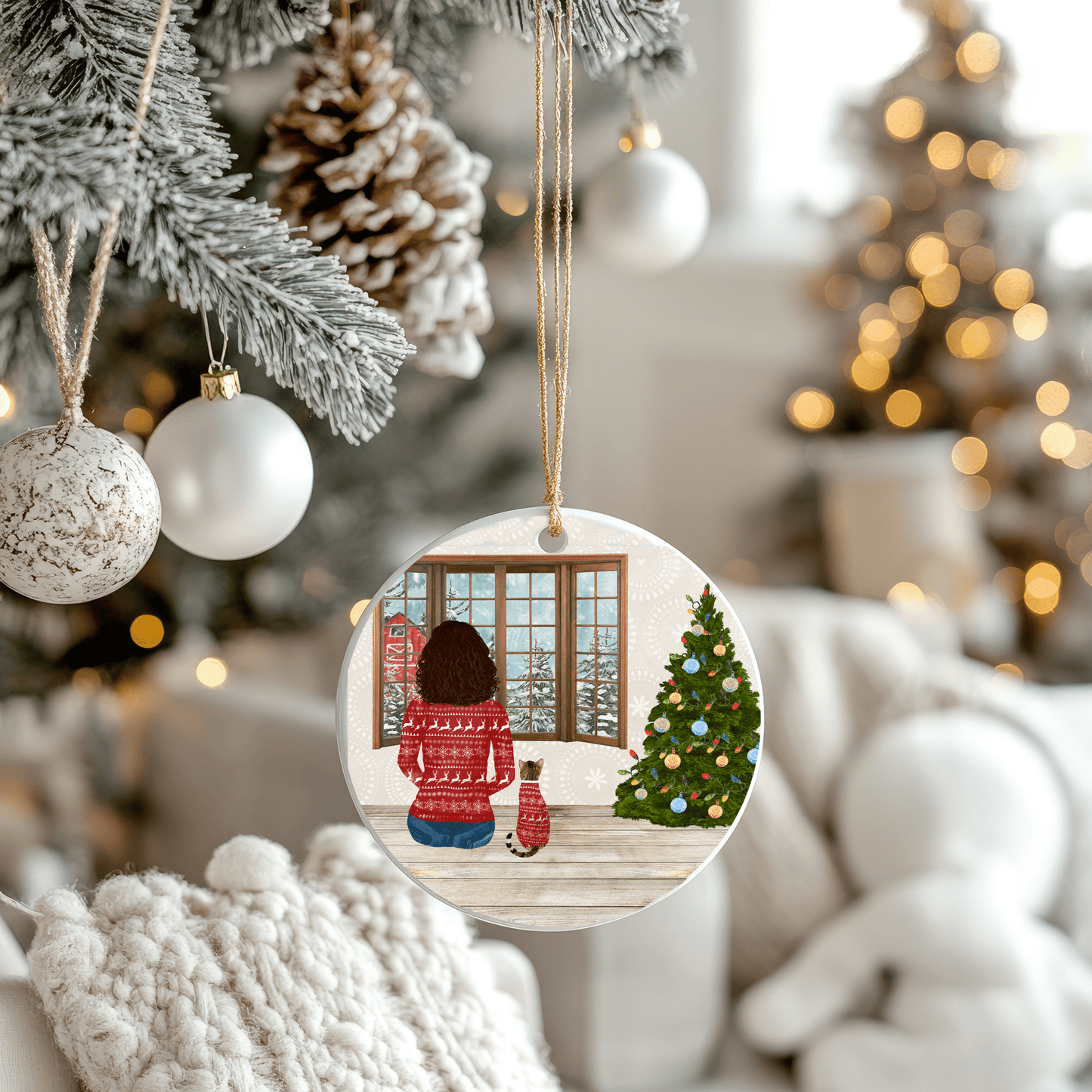 noel - Boule de Noël céramique Famille - Bichette Créa