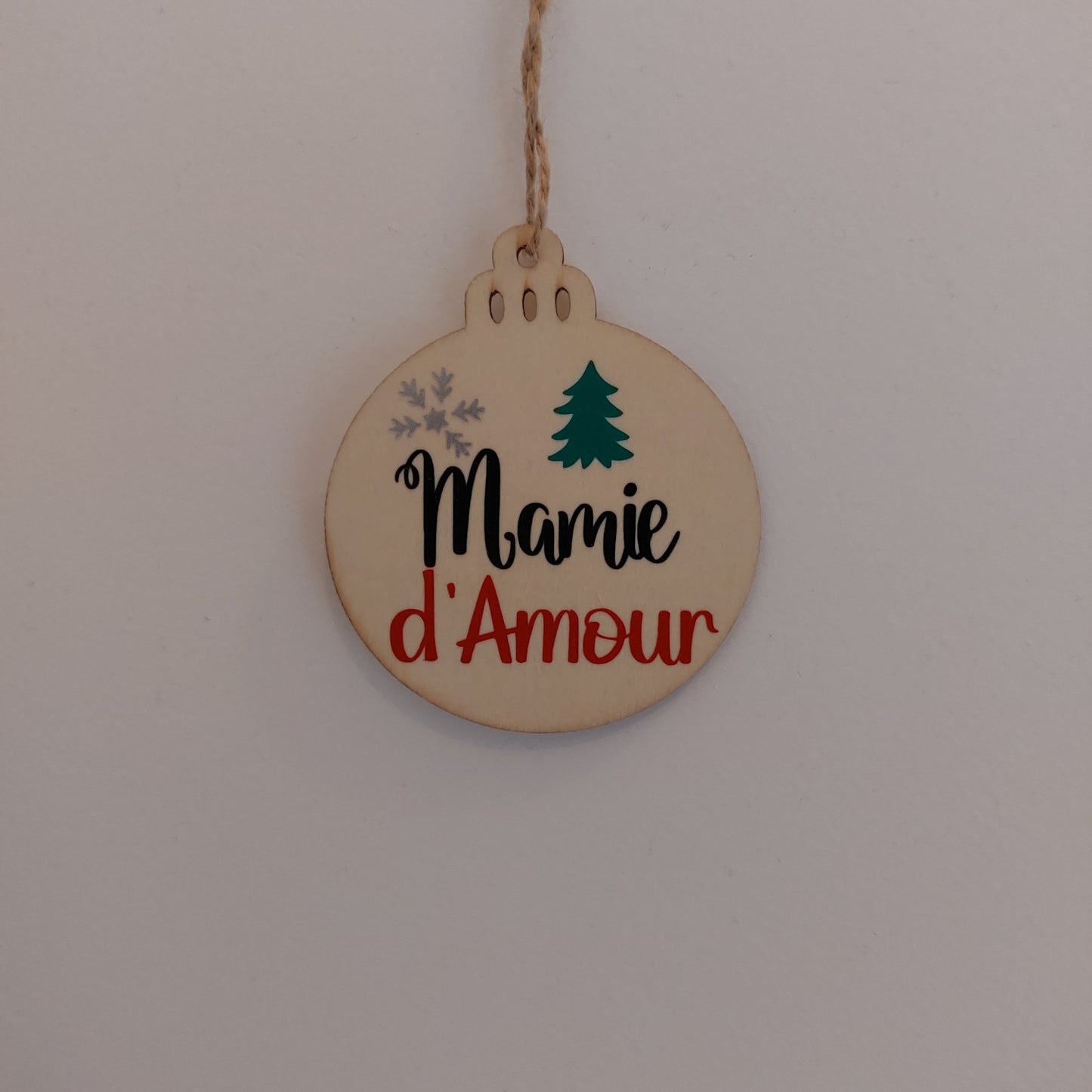 noel - Boule plate bois personnalisée - Bichette Créa