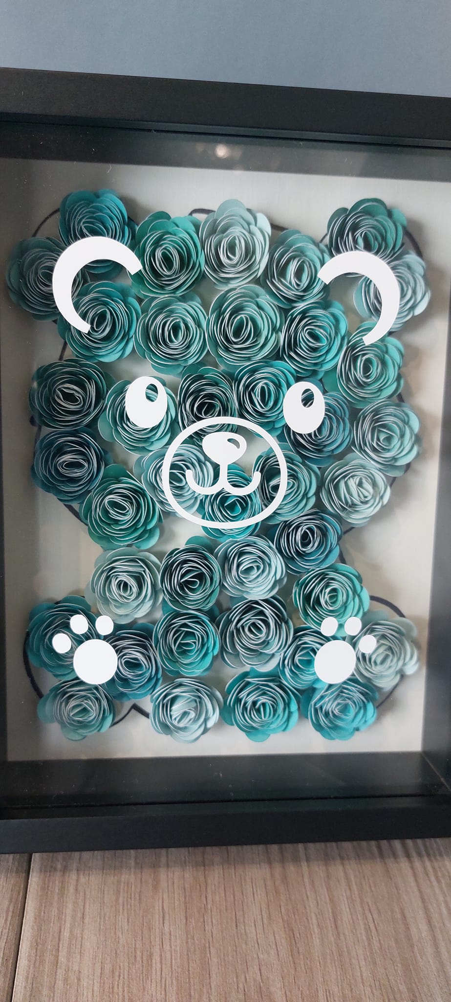 Cadre - Cadre Nounours fleurs 3D - Bichette Créa