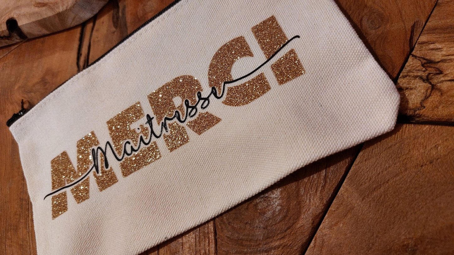 Tote - Bag et Pochette - Pochette Merci Maitresse - Bichette Créa