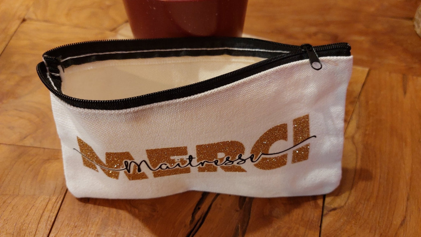 Tote - Bag et Pochette - Pochette Merci Maitresse - Bichette Créa